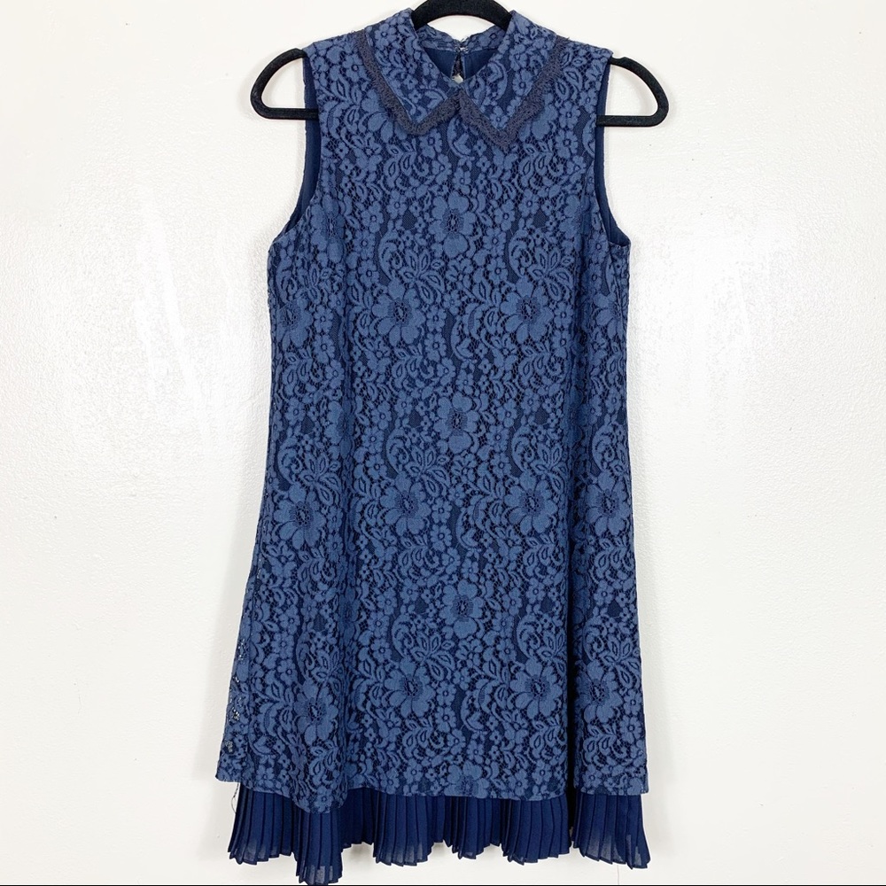 Nanette Lepore blue sleeveless lace overlay dress